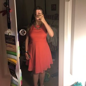 Coral fit and flare dress